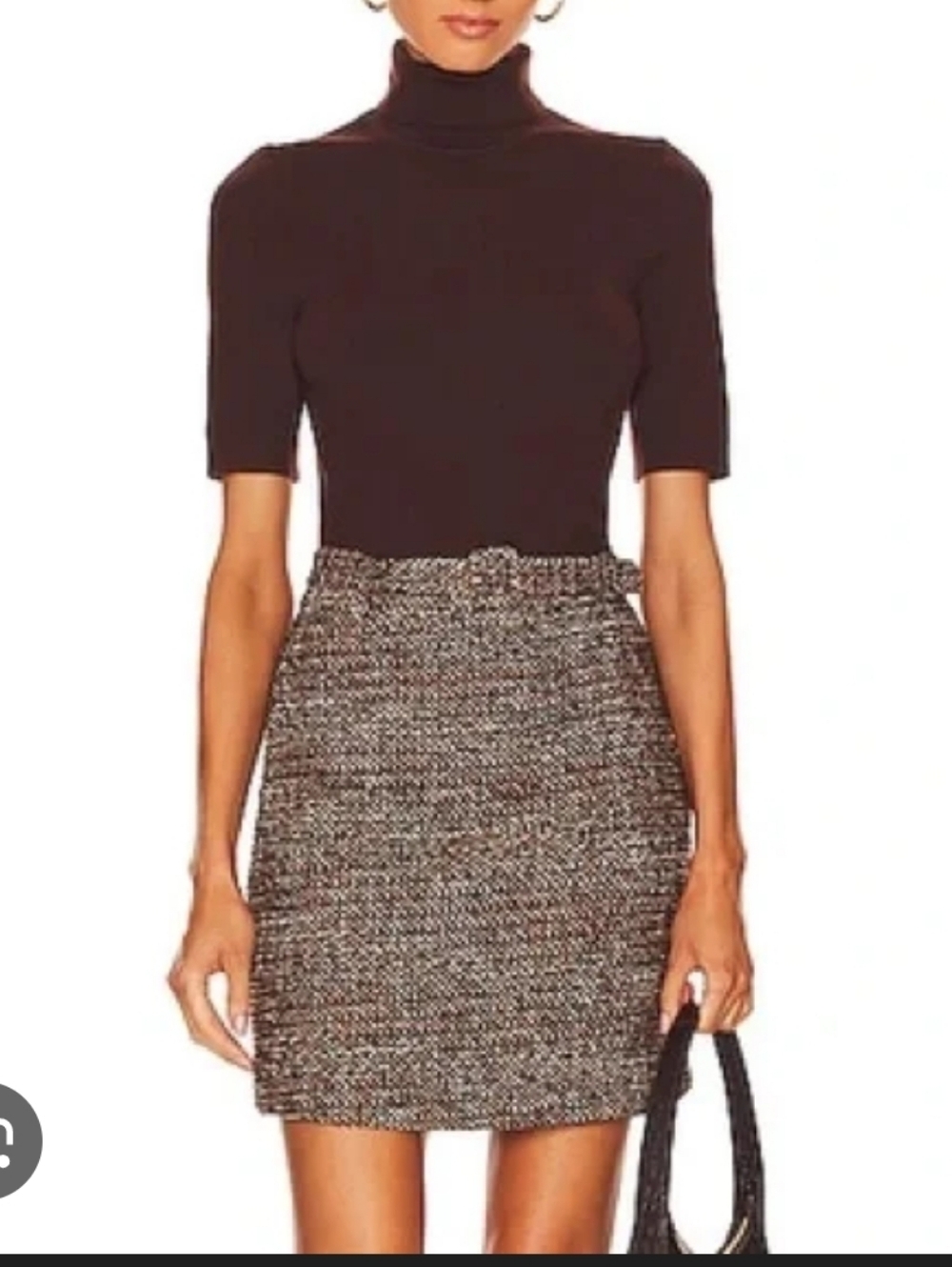 Theory Brown Multi Tweed Midi Dress